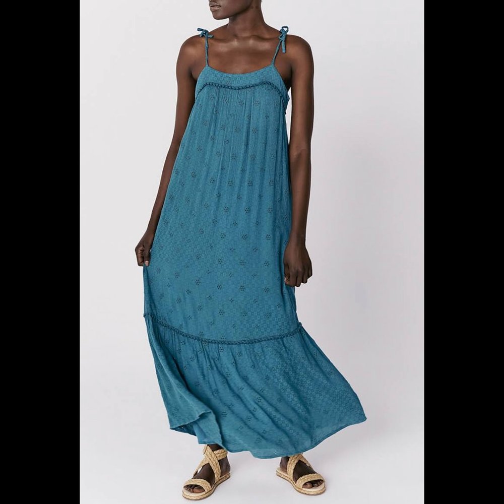 IKKS Teal Emerald Back to Cool Verde Maxi Dress